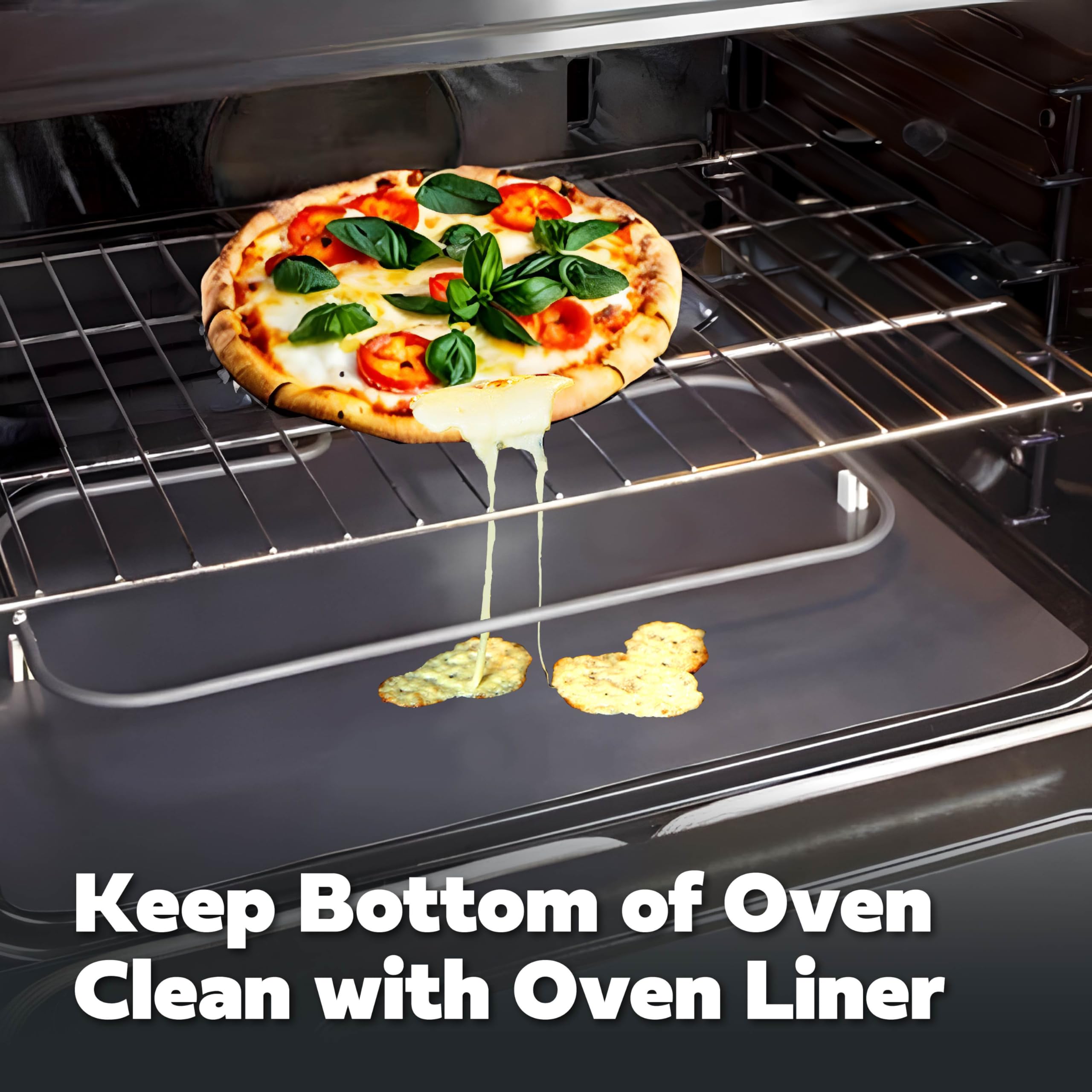 Cooks Innovations non-stick-oven-liner bottom view highlighting easy cleanup.