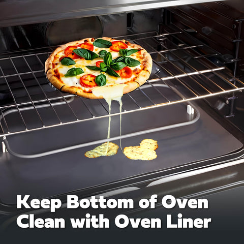 Cooks Innovations non-stick-oven-liner bottom view highlighting easy cleanup.