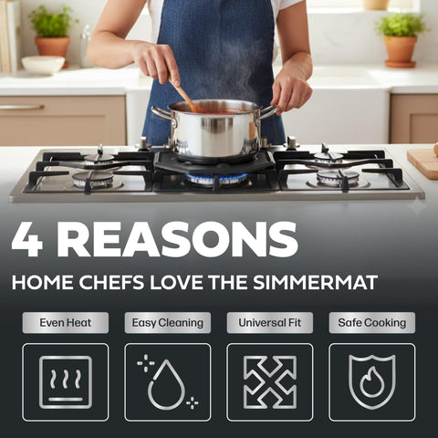 Cooks Innovations SimmerMat stores flat for compact kitchen storage.