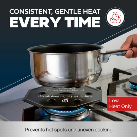 Cooks Innovations SimmerMat on a gas stove for even heat.