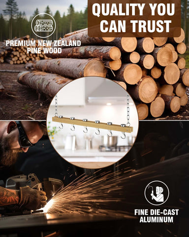 Cooks Standard natural wood track offers smooth mounting surface.