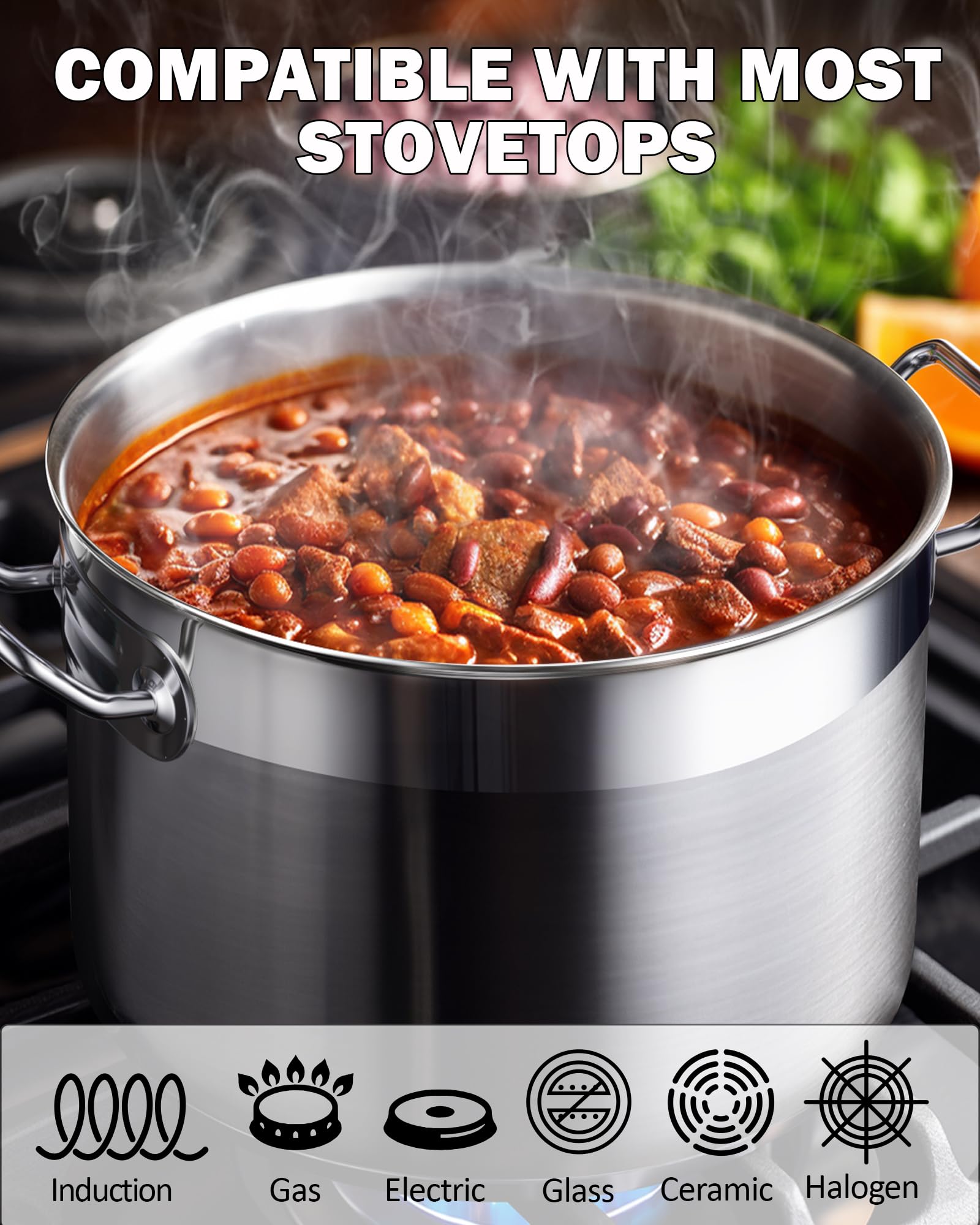 Cooks Standard aluminum disc bottom provides even heat distribution.