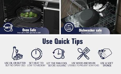 Cooks Standard nonstick coating enables easy food release and quick cleanup.