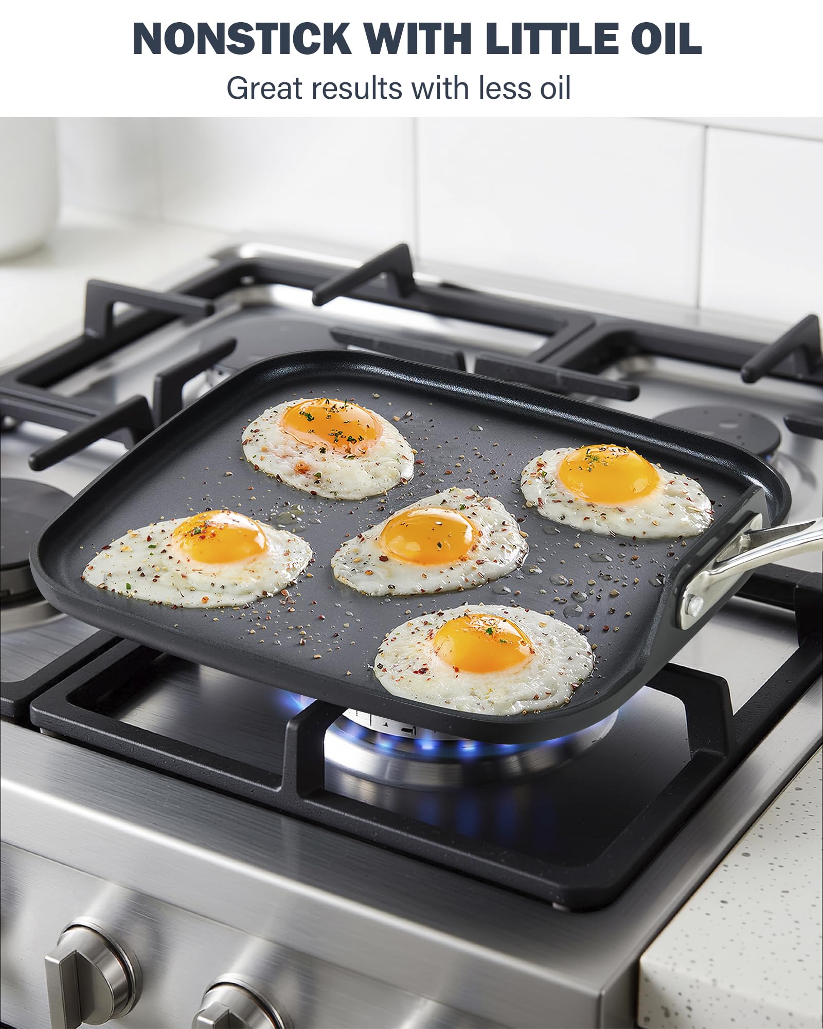 Cooks Standard griddle edge view highlighting durable construction