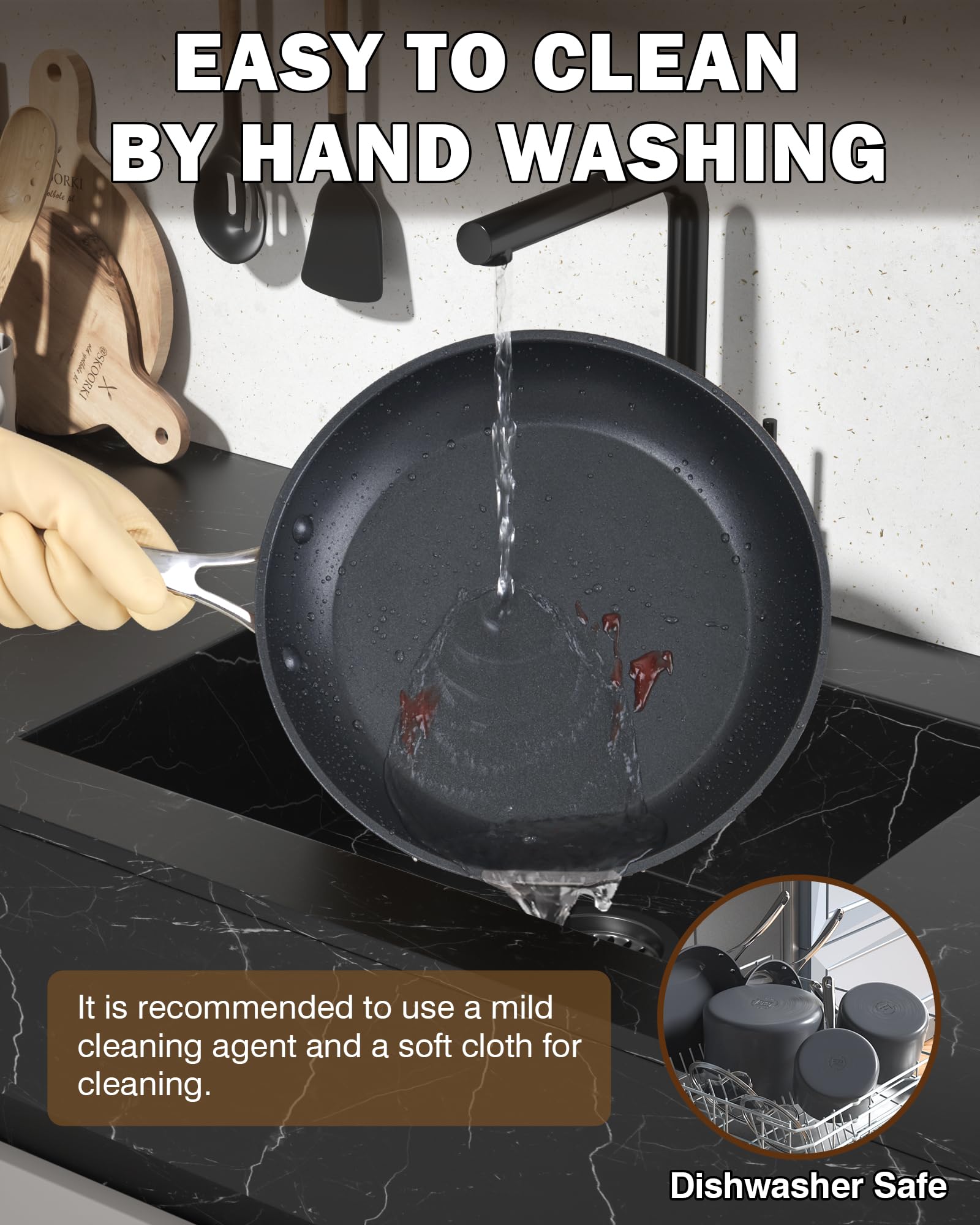 Cooks Standard pan handle riveted stainless steel stays cool and secure.