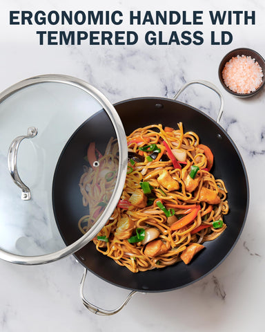 Cooks Standard riveted stainless steel handle with airflow stays cool to touch