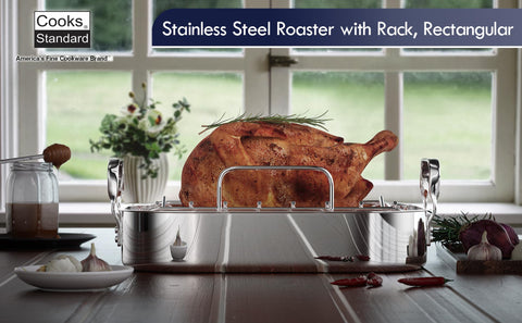 V-shaped rack elevates meat for even browning and efficient juices drainage.