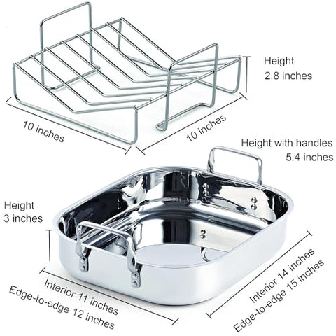 Top view of Cooks Standard roaster pan highlighting durable stainless steel construction.