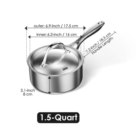 Cooks Standard saucepan interior with brushed finish for easy cleaning.