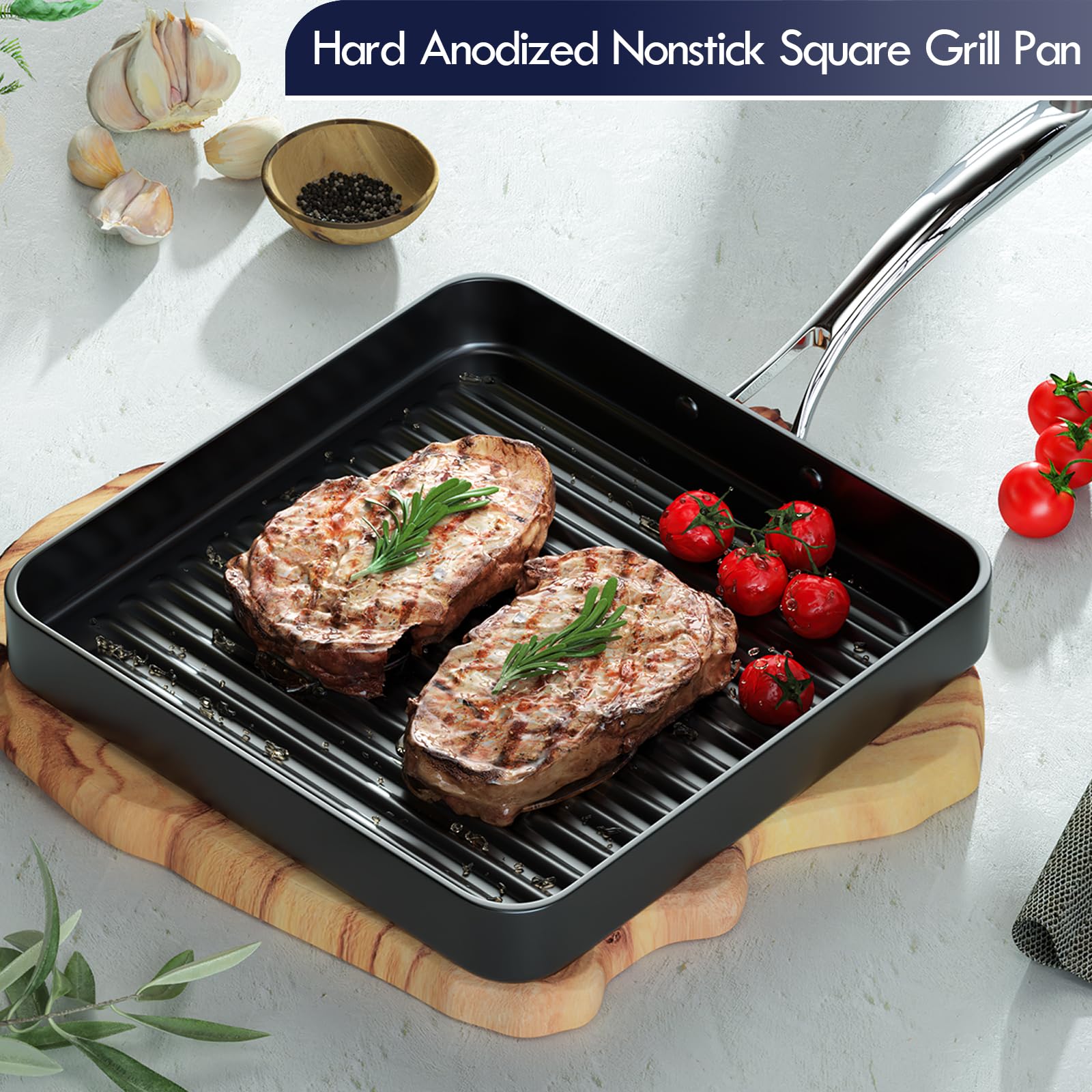 Cooks Standard square grill pan 11x11 delivers even heat across the surface for consistent searing