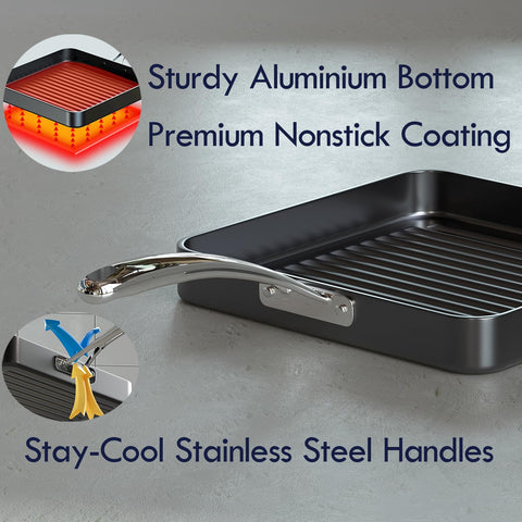 Cooks Standard square grill pan 11x11 is oven safe up to 500°F for finishing recipes