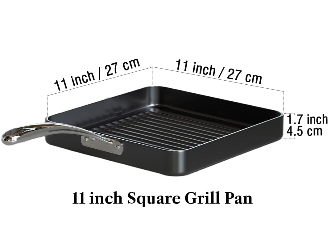 Cooks Standard square grill pan 11x11 ridge design creates authentic grill marks and fat drainage