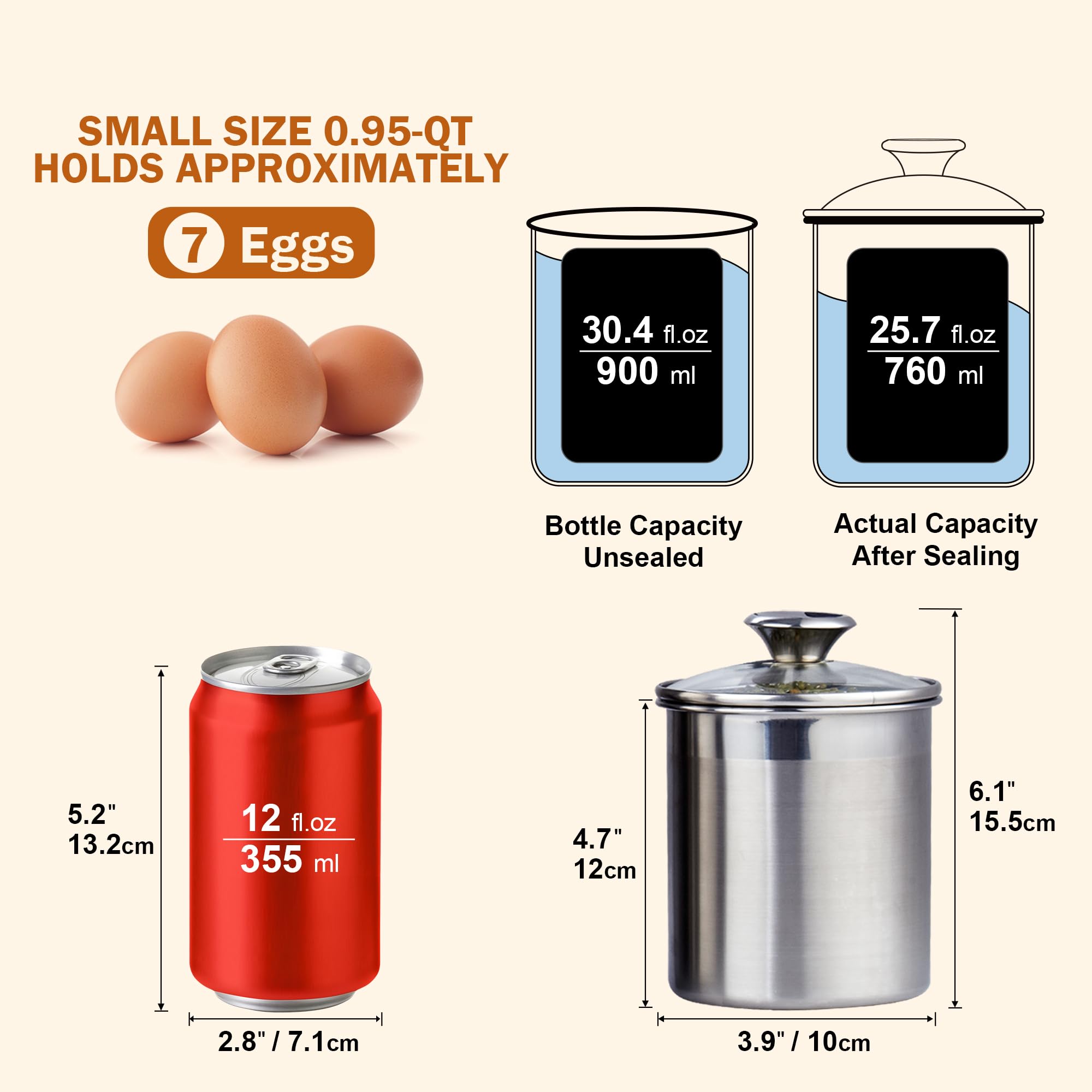 Cooks Standard 1.6 qt canister on shelf highlighting durable stainless steel.