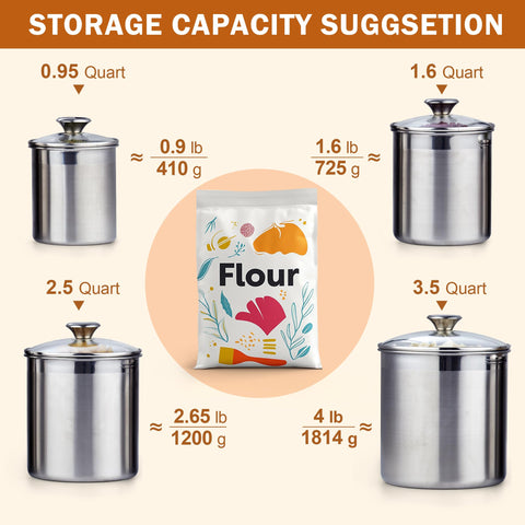 Cooks Standard 2.5 qt canister ideal for storing flour and sugar.