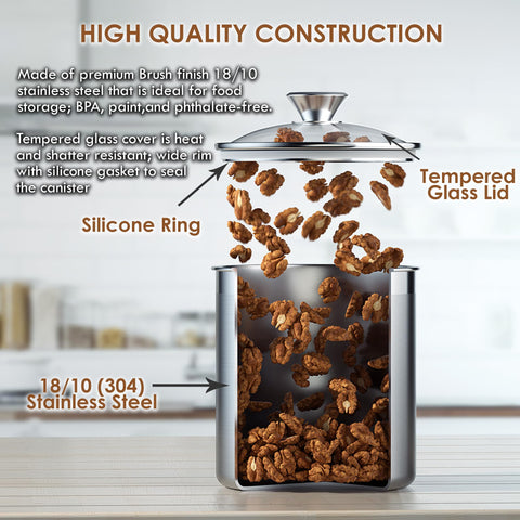 Cooks Standard sealed canister demonstrates airtight freshness on display.