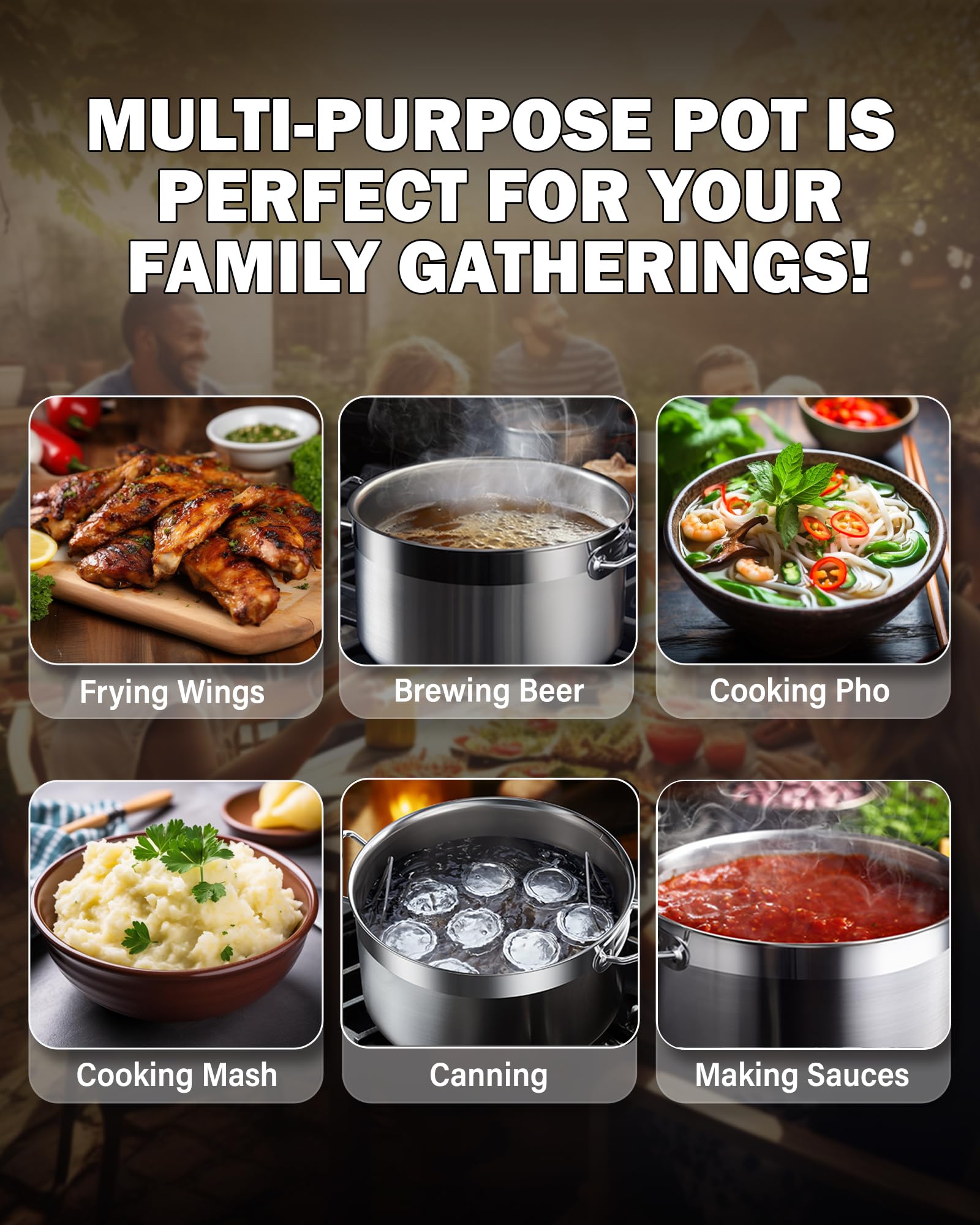 Cooks Standard stockpot on induction stove showing broad stove compatibility.