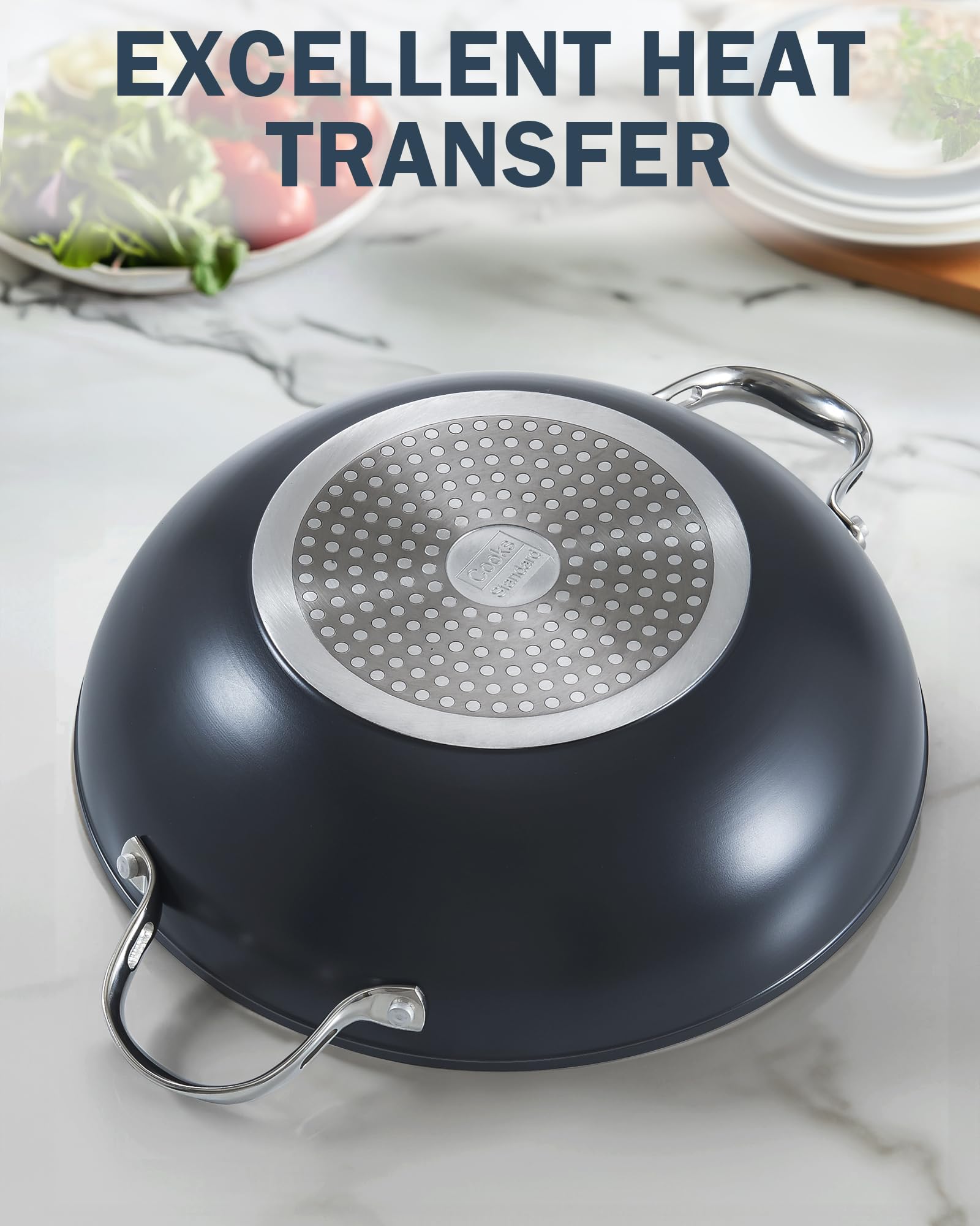 Cooks Standard tempered glass lid with steam vent allows monitoring
