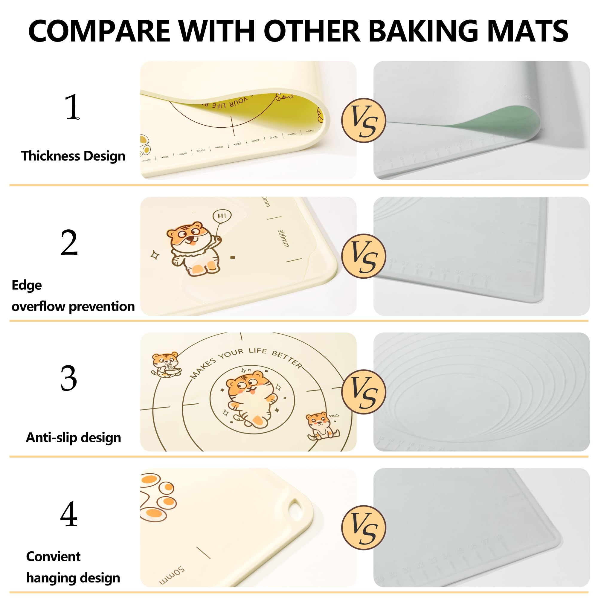 COOKSTYLE mat protects counters from scratches and heat during baking.