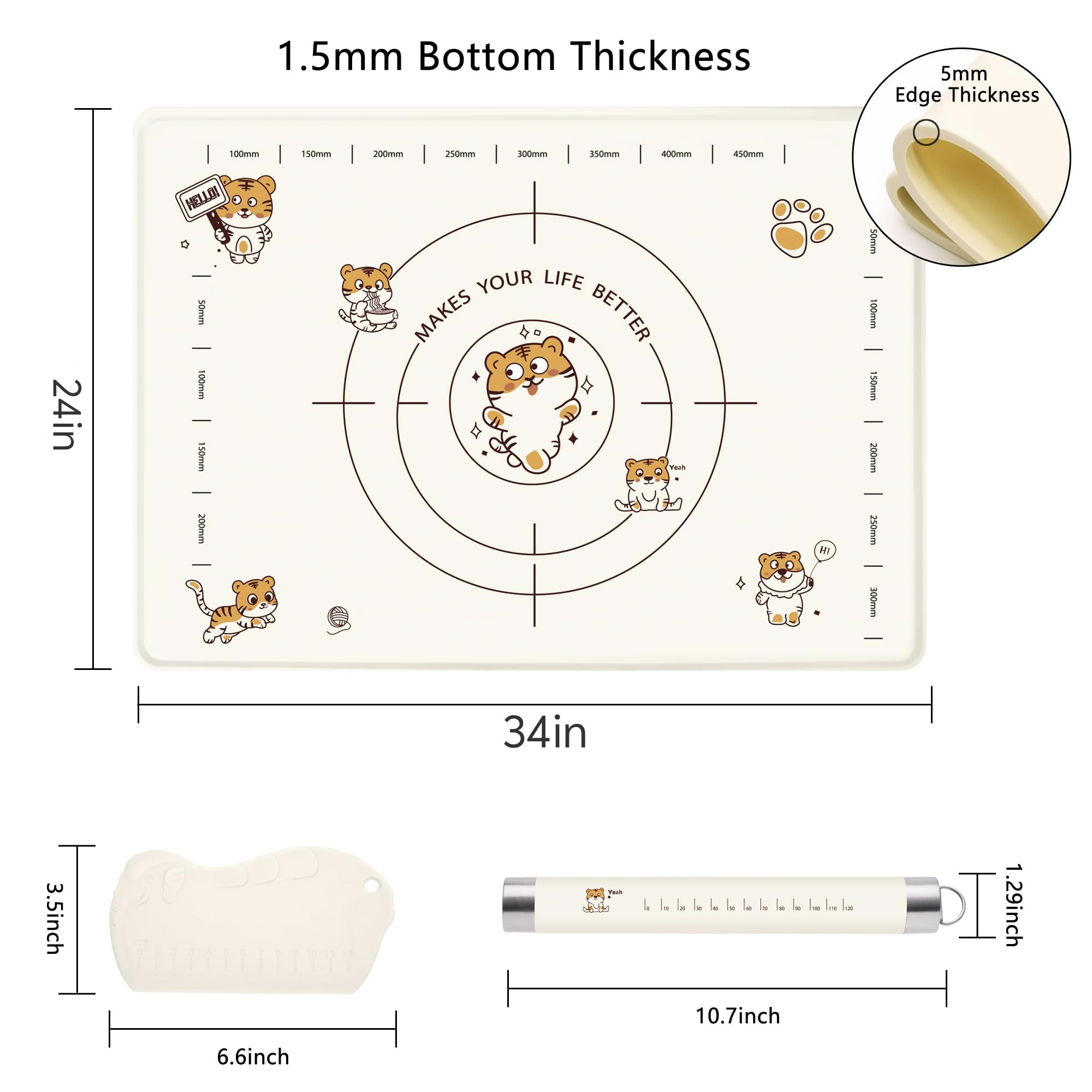 COOKSTYLE silicone mat non-slip design keeps the surface steady during kneading.