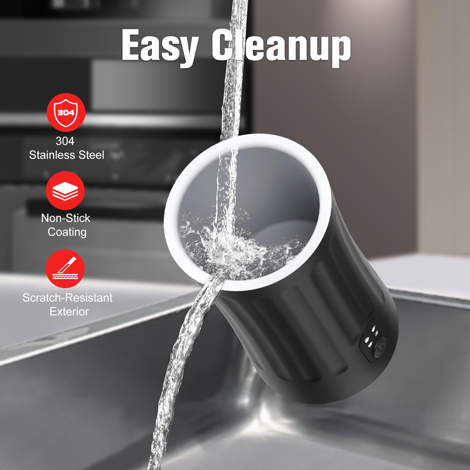 CookSwift nonstick interior allows quick cleanup after frothing.
