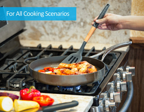Cookward pasta server ready to toss and serve pasta.