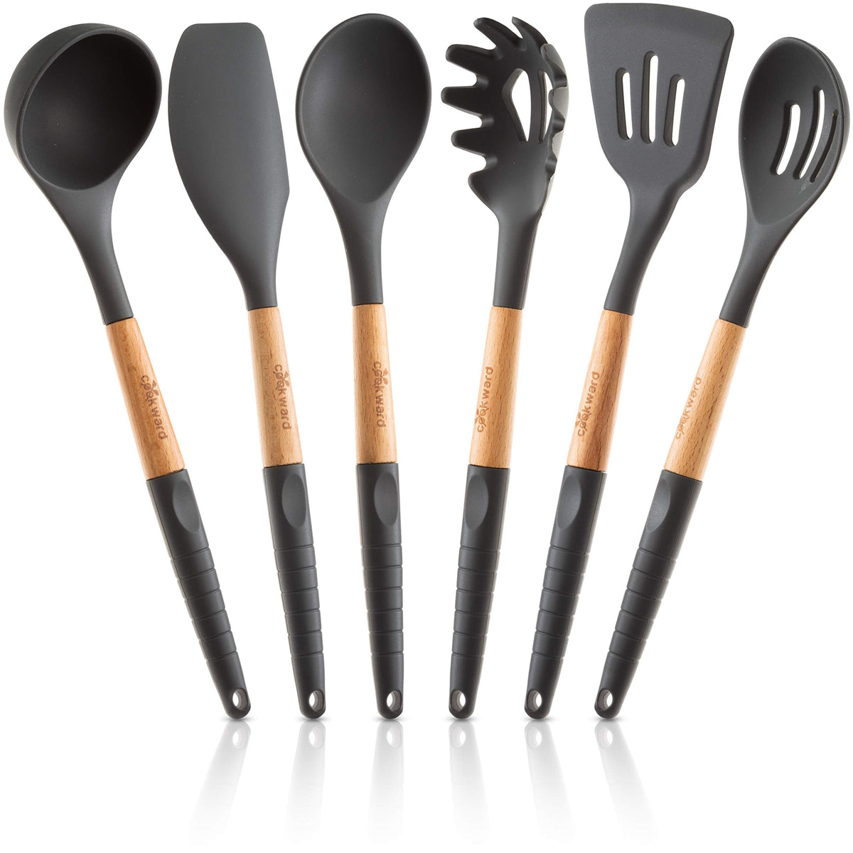 Cookward silicone utensils set collection on counter, durable and eco-friendly.