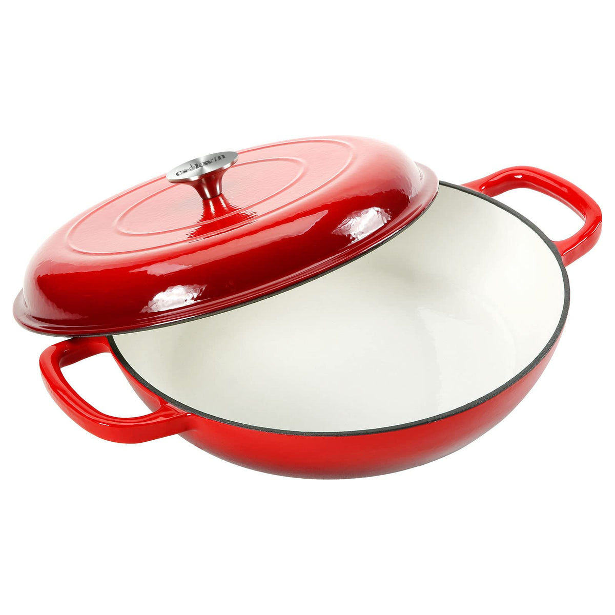 COOKWIN cast iron dutch oven lid shows self-circulating design preserving moisture