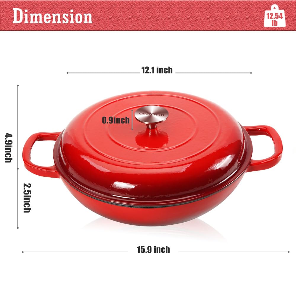 COOKWIN Dutch oven dual handles provide secure lifting and safe handling