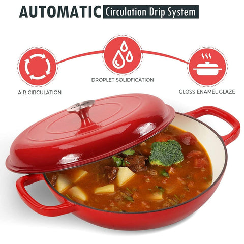 COOKWIN enameled cast iron surface with glossy finish for easy cleaning