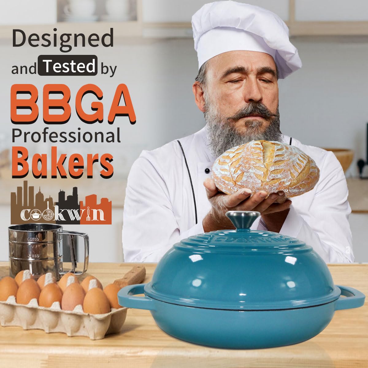 Two silicone handles on COOKWIN oven improve grip and safety