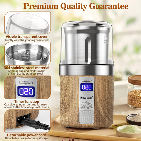 Cool Knight 200W motor delivers fast, even grinding with minimal heat.