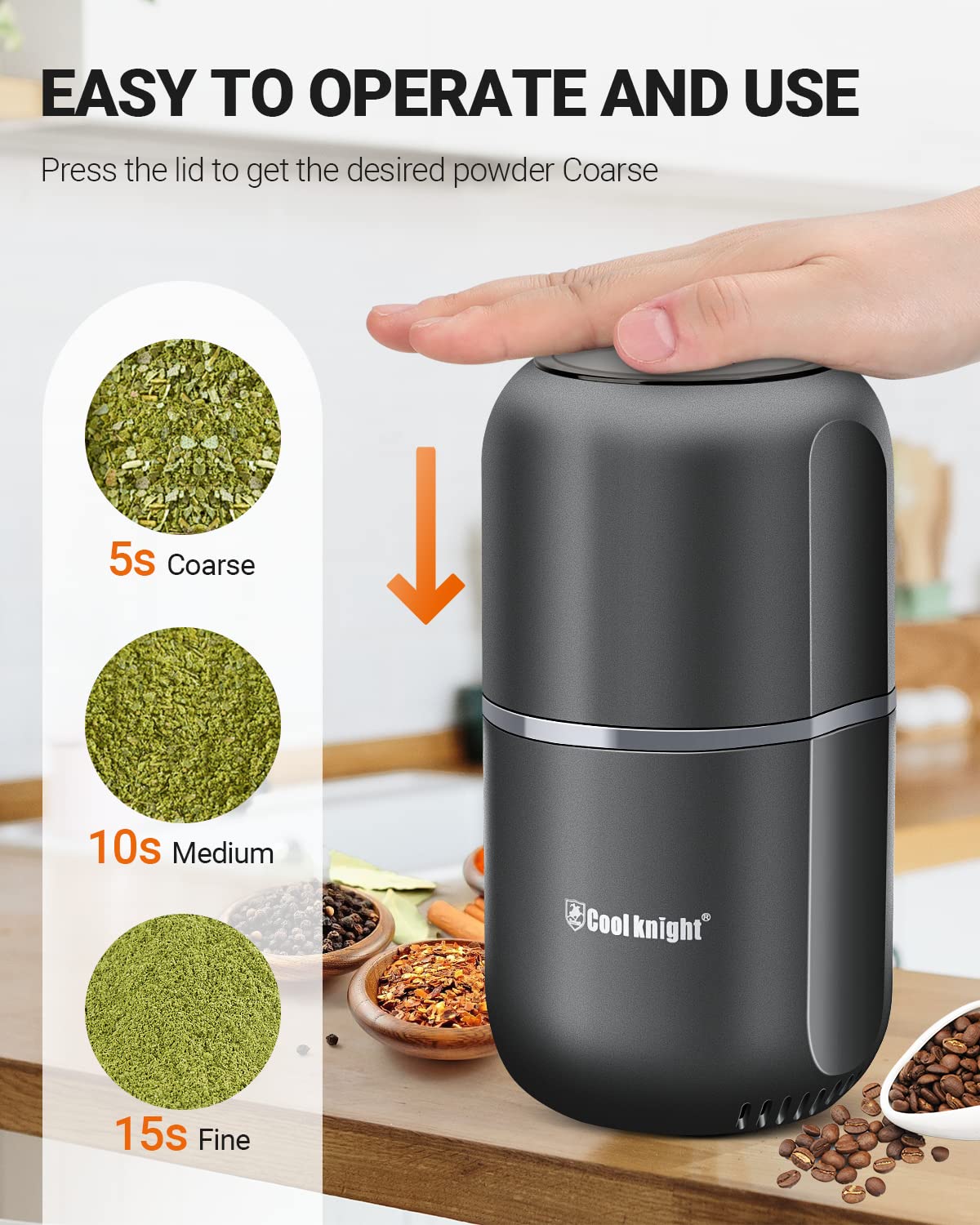 COOL KNIGHT grinder blade provides 360-degree grinding for even texture