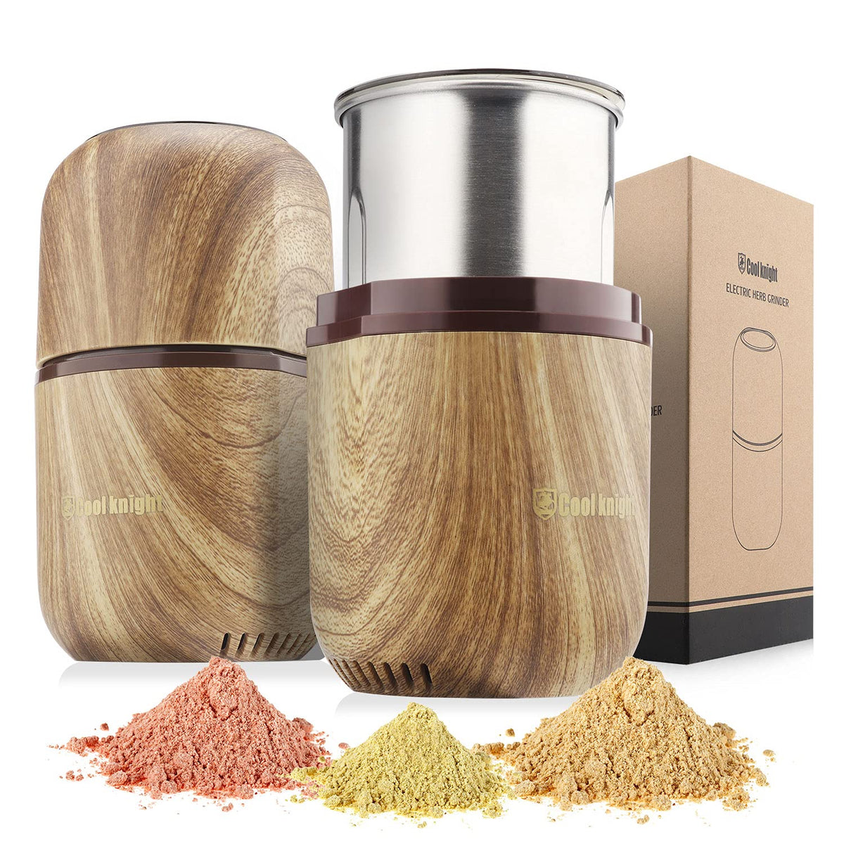 COOL KNIGHT Electric Herb Grinder with visual lid design for easy one-handed control