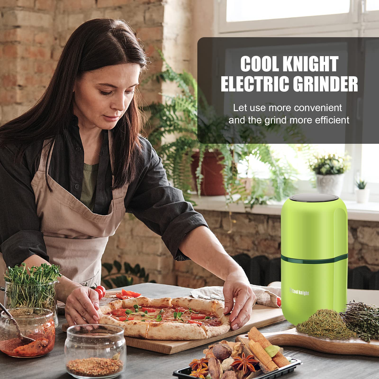 Cool Knight grinder visual-lid control for customizable grind coarseness