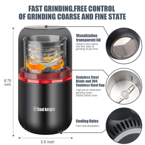 COOL KNIGHT stainless steel inner tank ensures durable, clean grinding.