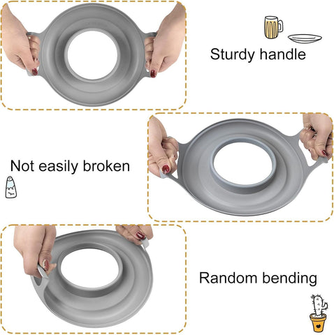 Cool-touch handles on microwave tray enable safe retrieval of hot foods.
