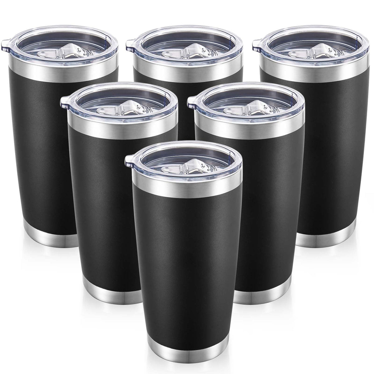 Cool Yoleb 20 oz tumbler with black lid closeup for everyday, durable daily hydration.