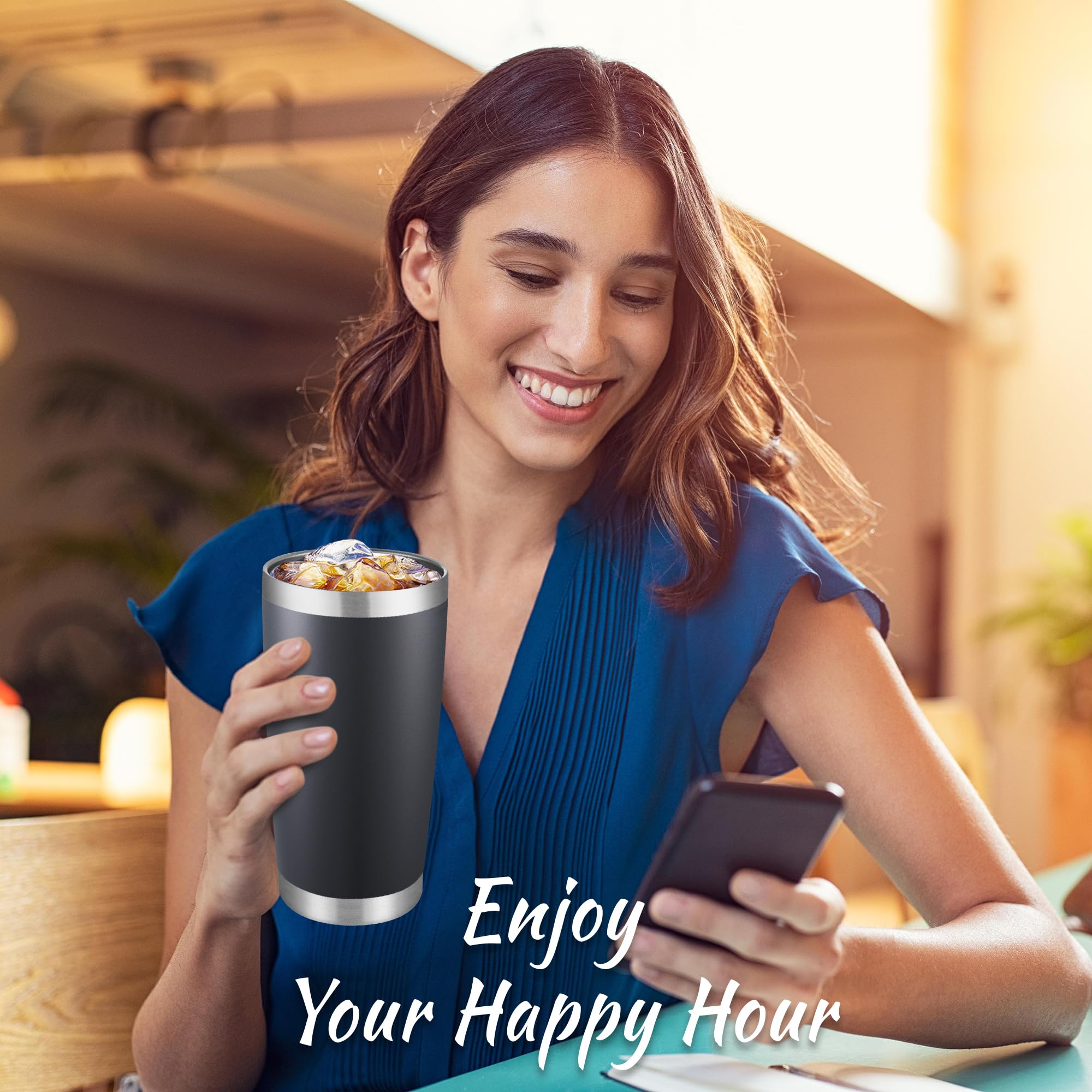Cool Yoleb 20 oz tumbler cold beverage use image suggests long-lasting chill.