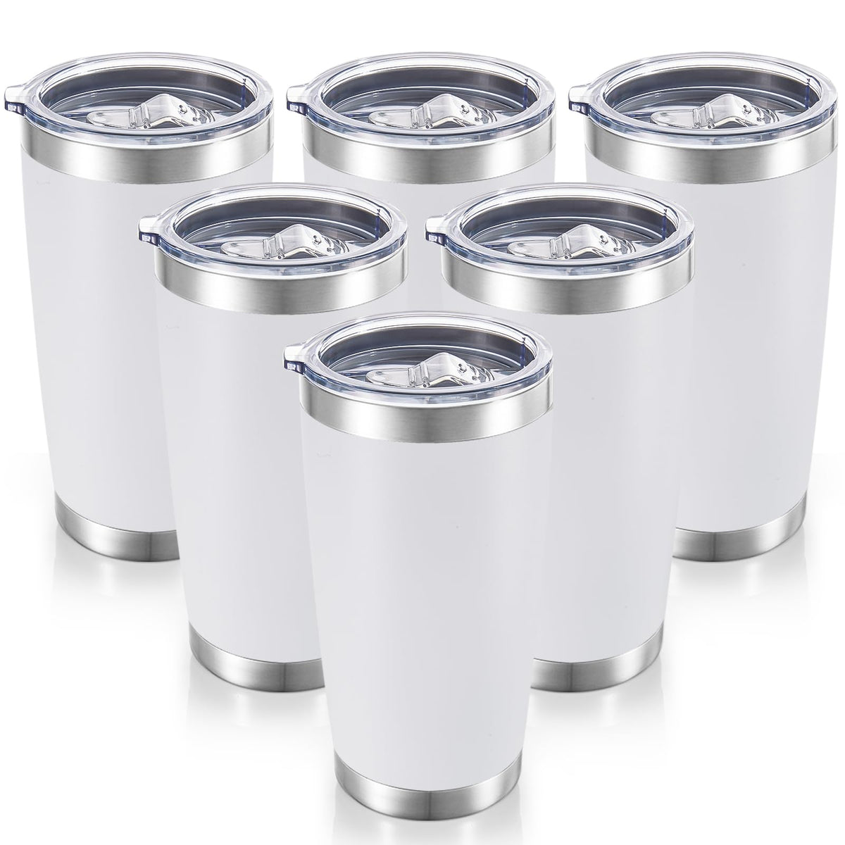 Cool Yoleb 20 oz tumbler with white lid, six-pack, ideal for on-the-go hydration.