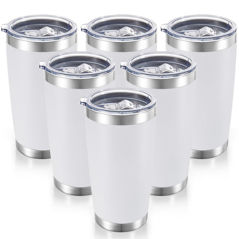Cool Yoleb 20 oz tumbler with white lid, six-pack, ideal for on-the-go hydration.