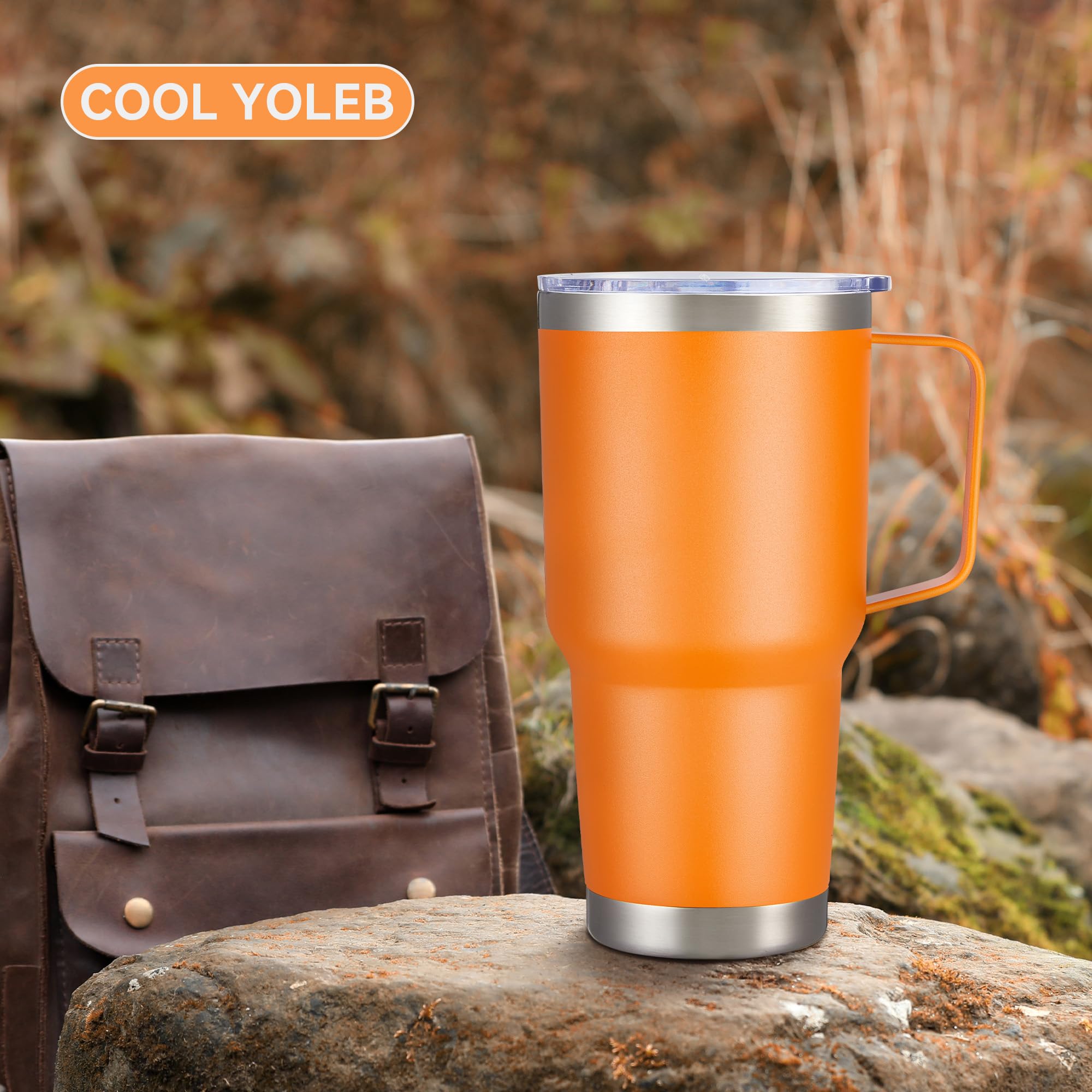 Cool Yoleb 30 oz tumbler made of 18/8 stainless steel for durability.