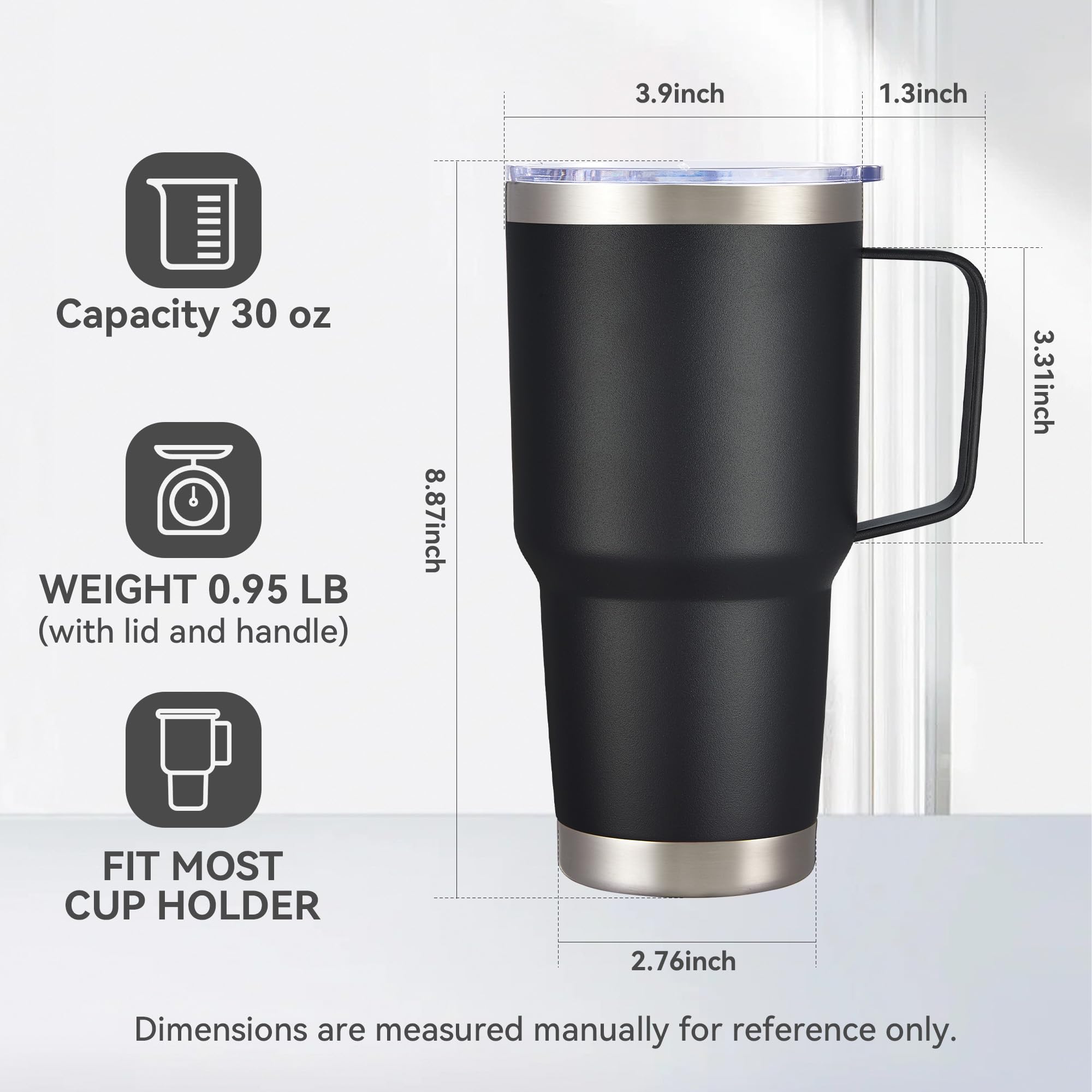 Cool Yoleb 30 oz tumbler with BPA-free lid for safe sipping.