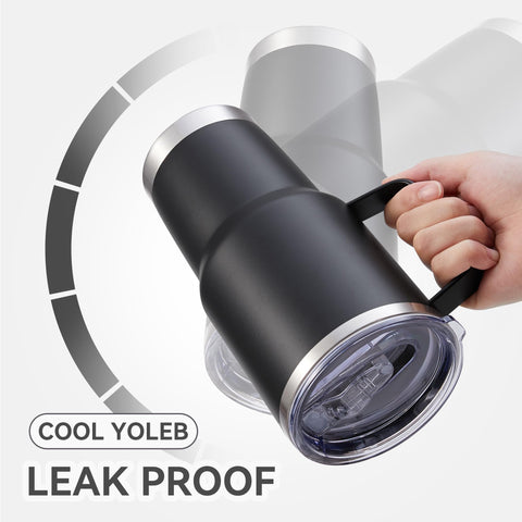 Cool Yoleb 30 oz tumbler with double-wall insulation keeps drinks at the right temperature.