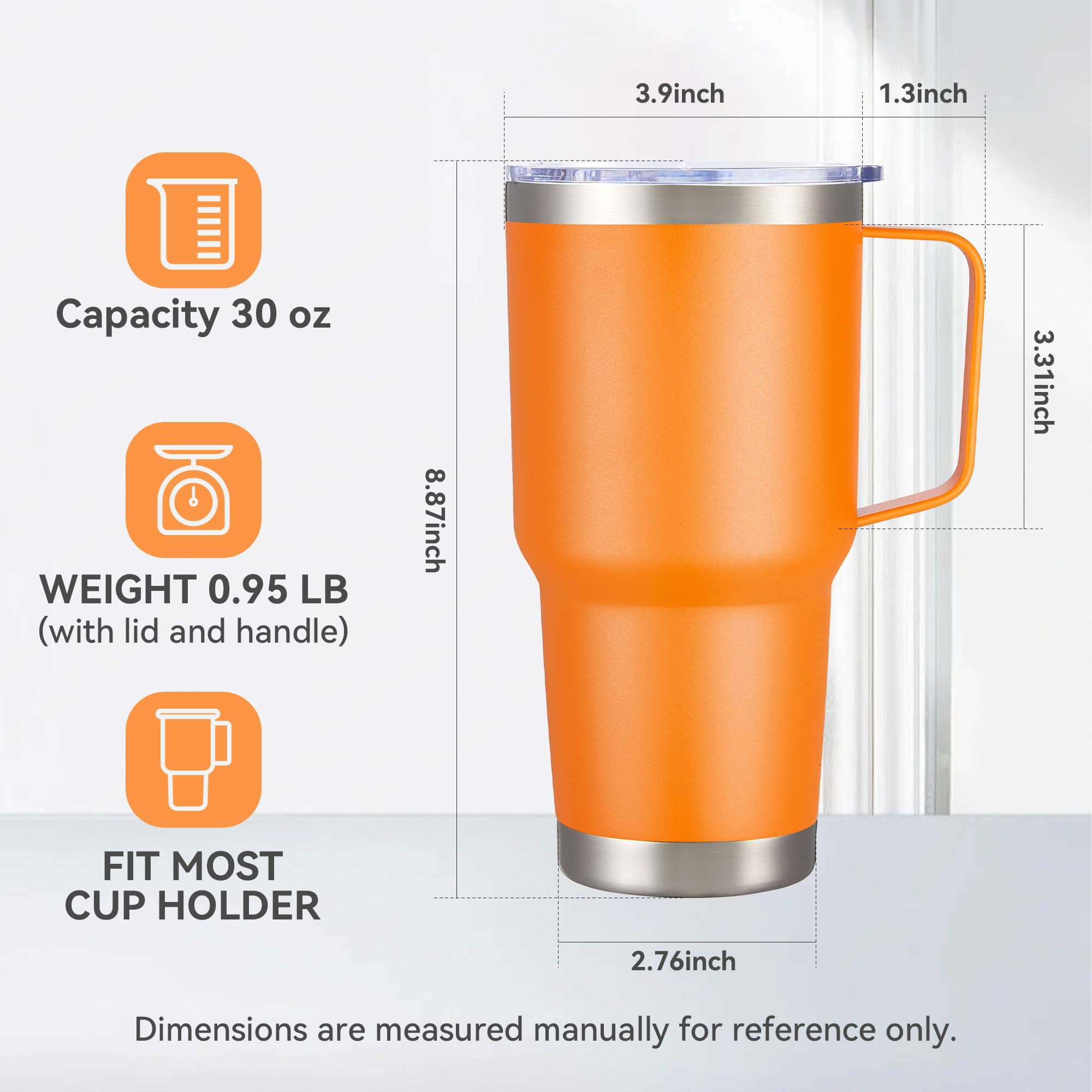 Cool Yoleb 30 oz tumbler powder-coated exterior provides secure grip.