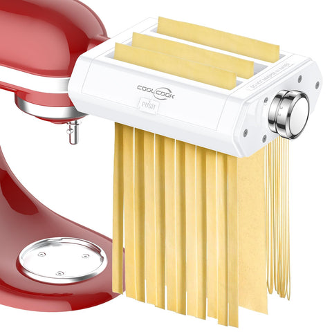 Coolcook pasta attachment roller creating smooth sheets for fresh pasta.