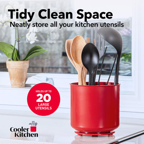 Cooler Kitchen dishwasher-safe utensil holder for simple cleaning.