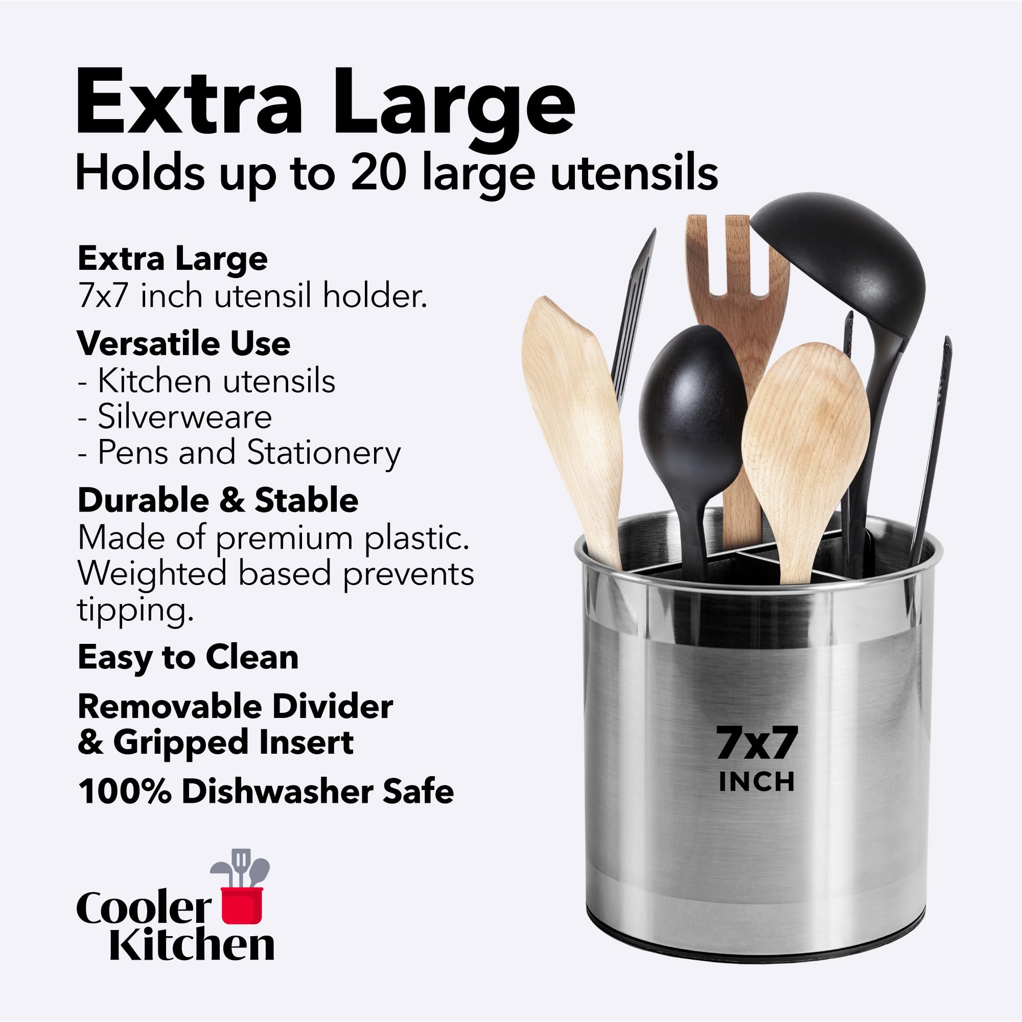 Cooler Kitchen gripped insert bottom prevents tools from sliding during use.