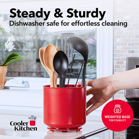 Cooler Kitchen gripped insert keeps utensils from sliding on the counter.