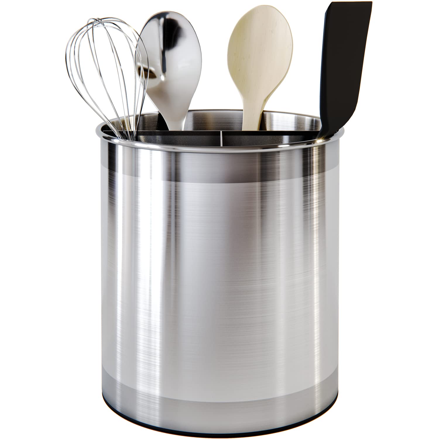 Cooler Kitchen metal utensil holder provides sturdy counter storage.