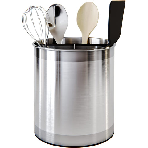 Cooler Kitchen metal utensil holder provides sturdy counter storage.